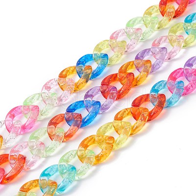 Handmade Opaque Acrylic Curb Chains KY-XCP0001-15-1