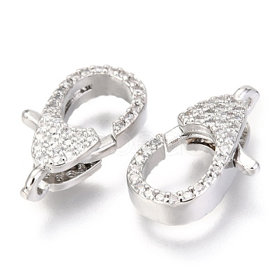 Brass Micro Pave Cubic Zirconia Lobster Claw Clasps ZIRC-O038-22P-1