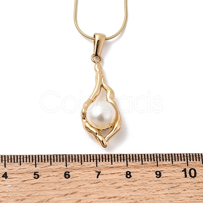 304 Stainless Steel with Acrylic Pearl Shell Shape Pendant Necklaces NJEW-G184-01G-1