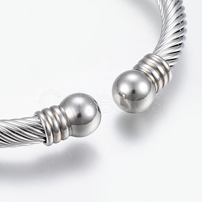 Tarnish Resistant 304 Stainless Steel Torque Bangles BJEW-G584-05B-1
