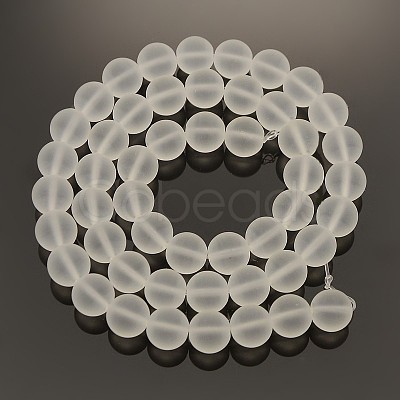 Frosted Transparent Round Glass Beads Strands X-FGLA-P002-8mm-03-1