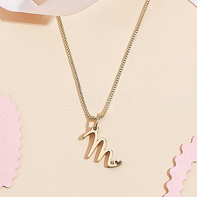 1pc Brass Chain & 304 Stainless Steel Letter Pendant Necklaces NJEW-LP0001-40M-G-1