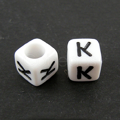 Letter Acrylic European Large Hole Beads OPDL-R050-10mm-K-1