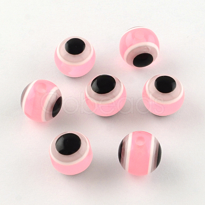 Round Evil Eye Resin Beads RESI-R159-6mm-11-1