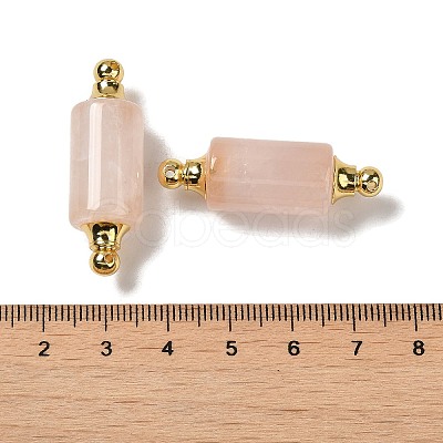 Natural Rose Quartz Connector Charms G-Z039-01G-03-1