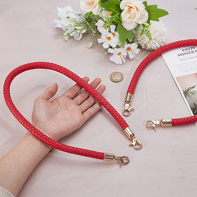 PU Imitation Leather Zinc Alloy Woven Bag Handles FIND-WH0400-20-1