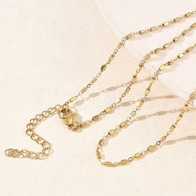 1.5MM 304 Stainless Steel Cuboid Link Chain Necklaces for Women NJEW-G201-03G-1