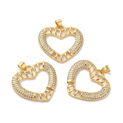 Rack Plating Brass Micro Pave Cubic Zirconia Pendants KK-E281-25G-1