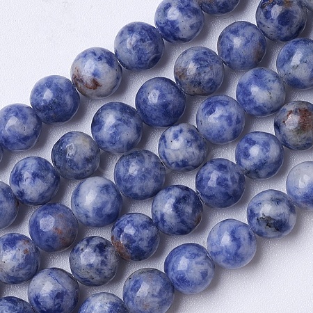 Natural Blue Spot Jasper Beads Strands G-D855-10-8mm-1