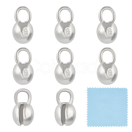 925 Sterling Silver Bead Tips with Suede Fabric Square Silver Polishing Cloth FIND-BC0013-10C-1