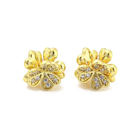Brass Pave Clear Cubic Zirconia Beads KK-P243-07G-1