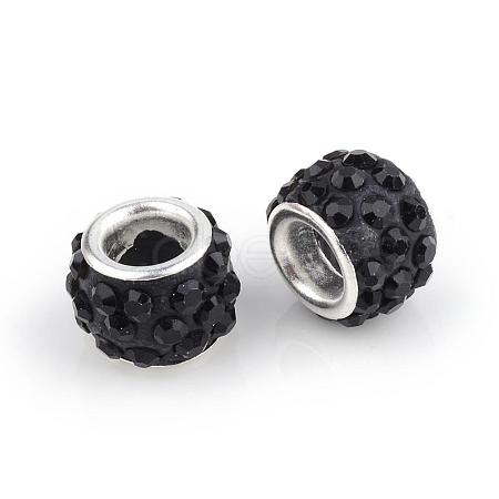 Polymer Clay Rhinestone European Beads CPDL-T001-02-1