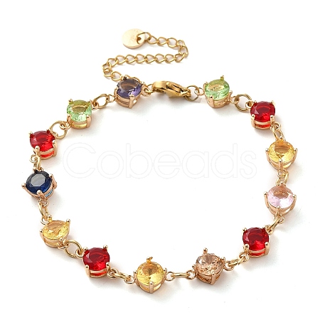 Colorful Glass Link Chain Bracelets BJEW-B075-07-1