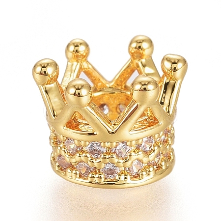 Brass Micro Pave Cubic Zirconia Beads ZIRC-G166-39G-1