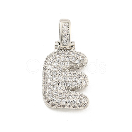 Brass Micro Pave Clear Cubic Zirconia Pendants KK-B099-01P-E-1
