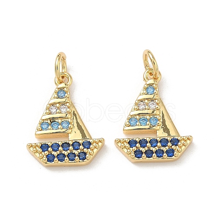 Brass Micro Pave Cubic Zirconia Pendants KK-C252-09G-1