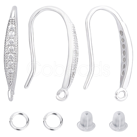 2 Pairs Rhodium Plated 925 Sterling Silver Earring Hooks DIY-CN0002-87-1