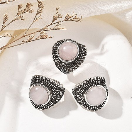 Natural Rose Quartz Adjustable Rings RJEW-I108-03AS-15-1