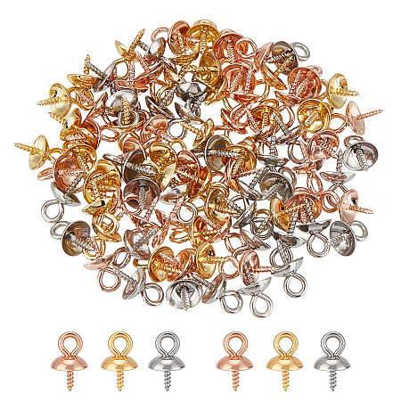 90Pcs 3 Styles 304 Stainless Steel Cup Pearl Peg Bails Pin Pendants STAS-ME0002-96-1