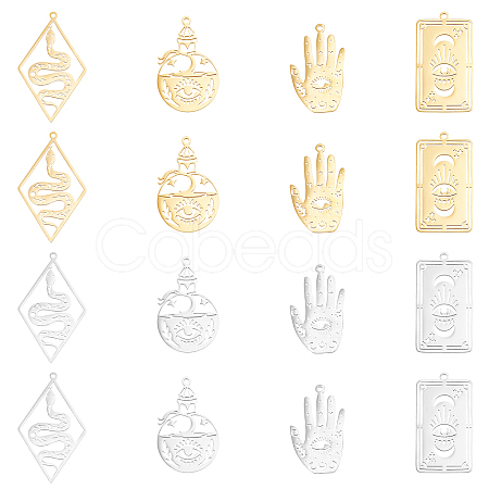 DICOSMETIC 16Pcs 8 Style 201 Stainless Steel Pendants STAS-DC0010-09-1