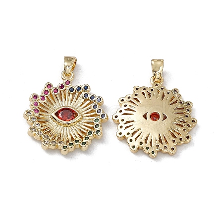 Brass Colorful Cubic Zirconia Pendants KK-E068-VA220-2-1