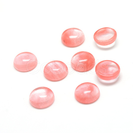 Cherry Quartz Glass Cabochons X-G-T020-8mm-10-1