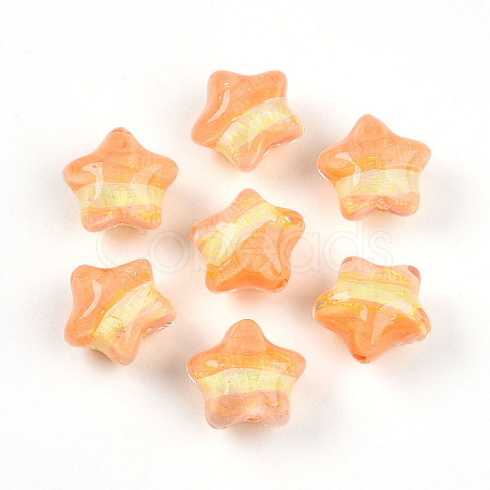 Gradient Color Transparent Hand-drawed Acrylic Beads TACR-P012-01B-06-1