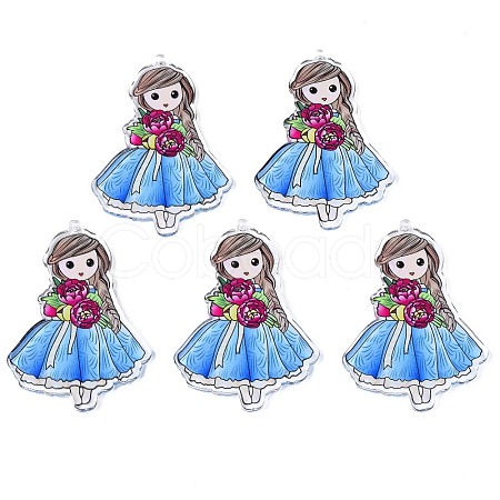 Transparent Printed Acrylic Big Pendants OACR-N133-015-1