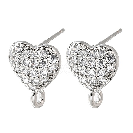 Brass Micro Pave Cubic Zirconia Stud Earring Findings KK-Z102-12P-1