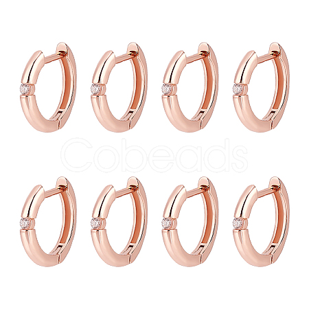 Nbeads 4 Pairs Clear Cubic Zirconia Hoop Earring EJEW-NB0001-11RG-1