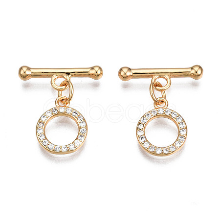 Brass Micro Pave Clear Cubic Zirconia Toggle Clasps KK-Q278-014-NF-1