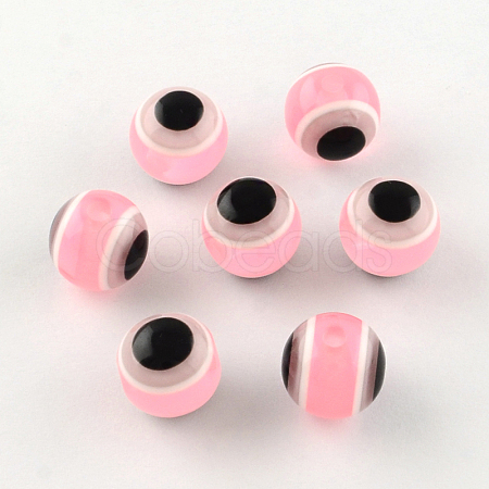 Round Evil Eye Resin Beads RESI-R159-6mm-11-1