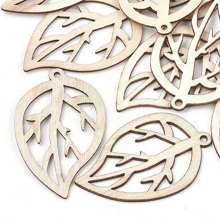 Undyed Wood Pendants X-WOOD-T008-36-1
