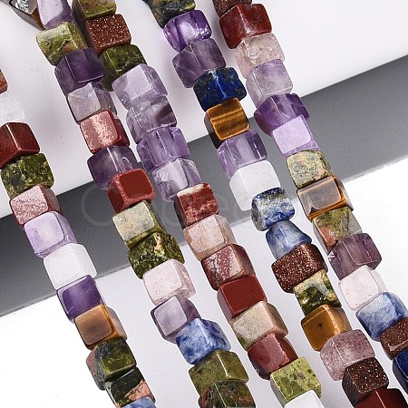 Natural & Synthetic Mixed Gemstone Beads Strands G-T143-34-1