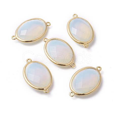 Golden Tone Brass Opalite Links connectors G-F339-A11-1