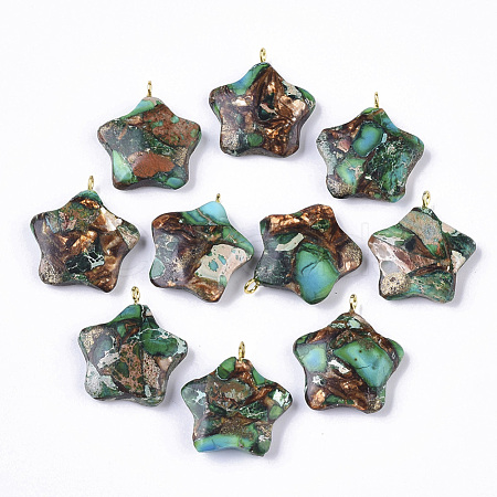 Assembled Synthetic Imperial Jasper and Bronzite Pendants G-S366-002F-1