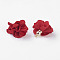 Cloth Pendant Decorations, with Acrylic Findings, Flower, Red, 25~30x28~35mm, Hole: 2mm