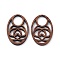 Walnut Wood Hollow Cabochons, Laser Cut Oval, Undyed, Sienna, 34.5x23x2.2mm