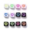 PandaHall Elite 2400Pcs 12 Colors Opaque Acrylic European Beads, Large Hole Beads, Black & White Cube with Heart, Mixed Color, 7x7x7mm, Hole: 4mm