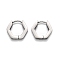 Tarnish Resistant 304 Stainless Steel Hexagon Huggie Hoop Earrings, Stainless Steel Color, 14x15.5x3mm, Pin: 1mm