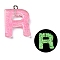 Luminous Resin Pendants, Glow in the Dark, with Platinum Plated Loop, Letter, Letter R, 23x18x5mm, Hole: 1.8mm