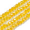 Electroplate Glass Beads Strands, AB Color Plated, Faceted, Rondelle, Gold, 4x3mm, Hole: 0.4mm, about 113~115pcs/strand, 41~42cm