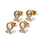 Fish Ion Plating(IP) 304 Stainless Steel Stud Earrings, Plastic Bead with 316 Surgical Stainless Steel Pin Ear Studs, Golden, Mixed Color, 11x7mm, Pin: 0.7mm