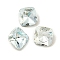 Glass Rhinestone Cabochons, Flat Back & Back Plated, Faceted, Square, Indian Sapphire, 4x4x2mm