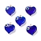 Handmade Evil Eye Lampwork Pendants, with Light Gold Tone Brass Findings, Long-Lasting Plated, Lead Free & Cadmium Free, Heart Charm, Medium Blue, 19x17.5~18.5x8.5~9mm, Hole: 1.4mm