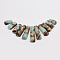 Assembled Synthetic Bronzite and Gemstone Beads Strands, Graduated Fan Pendants, Focal Beads, 17~40x9~9.5x5~6mm, Hole: 1mm, 11pcs/strand, 3.54 inch