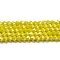 Opaque Solid Color Electroplate Glass Beads Strands, Pearl Luster Plated, Faceted, Bicone, Yellow, 4x4mm, Hole: 0.8mm, about 82~85pcs/strand, 30.5~31cm