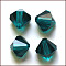 Imitation Austrian Crystal Beads, Grade AAA, K9 Glass, Faceted, Bicone, Teal, 4x4mm, Hole: 0.7~0.9mm