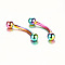 304 Stainless Steel Eyebrow Rings, Curved Barbell, Eyebrow Piercing Jewelry, Rainbow Color, 3mm, Pin: 1.2x8mm