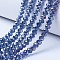 Electroplate Glass Beads Strands, AB Color Plated, Faceted, Rondelle, Marine Blue, 8x6mm, Hole: 1mm, about 63~65pcs/strand, 39~40cm